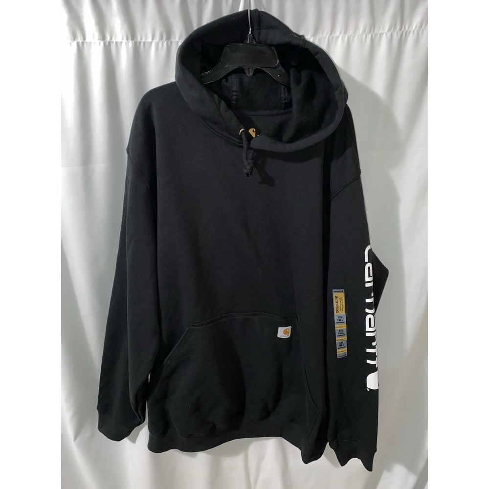 NWOT Carhartt Classic Logo Sleeve Hooded Sweatshirt Original Fit 3XL TALL 3XLT